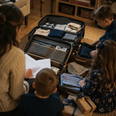 Missionary Family Packing for Overseas Journey