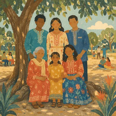 Diverse Missionary Family in Peaceful Park