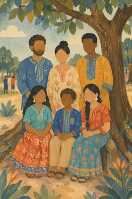 Diverse Missionary Family Portrait in Park