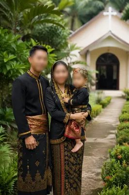 Diverse Missionary Family Near Community Chapel