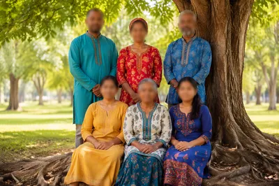 Diverse Missionary Family Portrait in Park