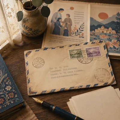 Missionary Airmail Letter on Writing Desk