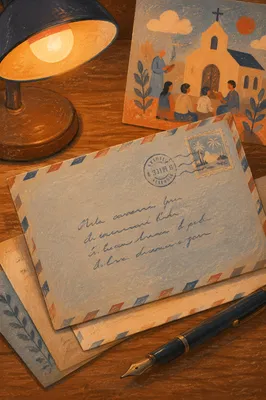Vintage Missionary Airmail Letter on Desk