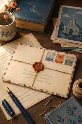 Missionary Letter Writing Desk with Airmail