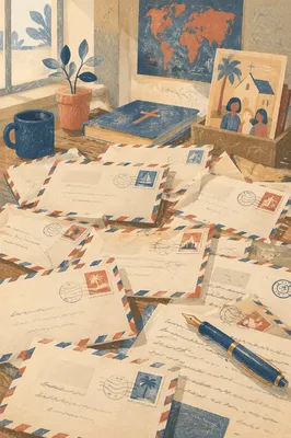 Missionary Letter Writing Desk with Airmail