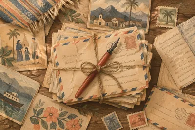 Vintage Missionary Letters and Airmail Desk