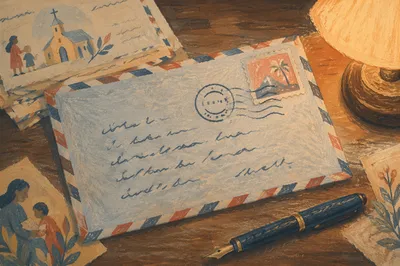 Vintage Missionary Airmail Letter on Desk