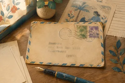 Missionary Airmail Letter on Writing Desk
