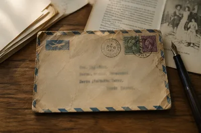Missionary Airmail Letter on Writing Desk