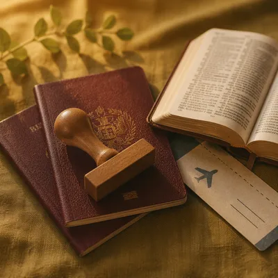 Missions Travel Bible and Passport Still Life