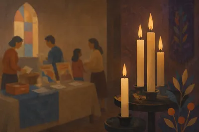 Candles Glowing at Missions Fundraiser Event