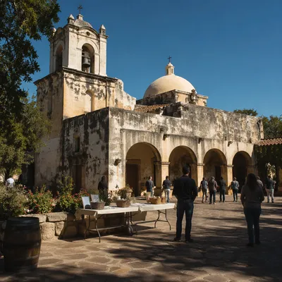 Historic Mission Church Fundraiser Courtyard Scene