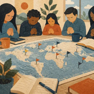 Missions Prayer Map with Flag Pins