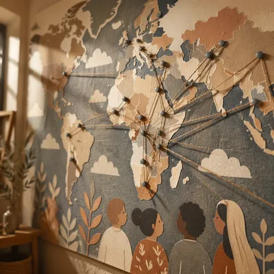 Missions Prayer Map with Pins and Twine