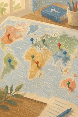 Missions Prayer Pins on World Map