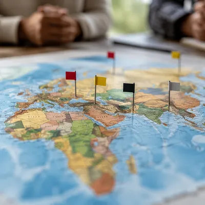 Missions Prayer Meeting World Map Pins
