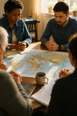 Prayer Group Around World Map