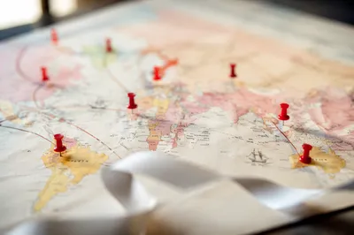 Missions Prayer Map with Red Pins