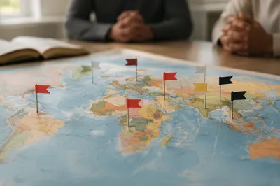 Missions Prayer Meeting World Map Pins