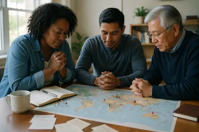 Mission Planning Around World Map Table