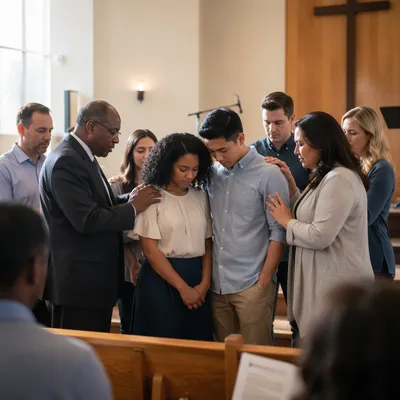 Mission Sending Prayer in Church Sanctuary