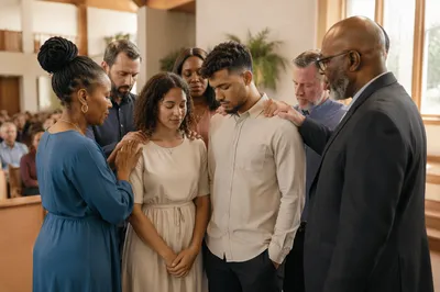 Church Sending Prayer with Laying Hands