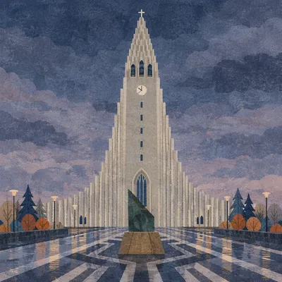 Modern Church Exterior at Blue Hour