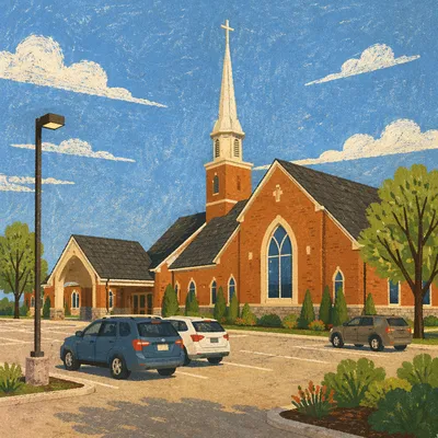 Modern Red Brick Church Exterior