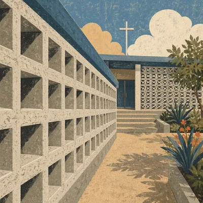Modern Church Breeze Block Courtyard Exterior