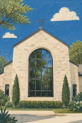 Welcoming Modern Church Exterior in Sunlight