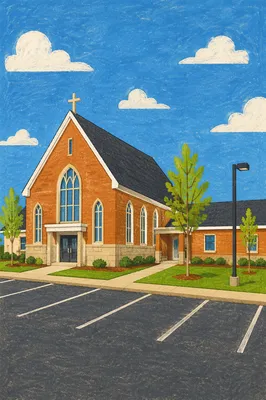 Modern Red Brick Church Exterior