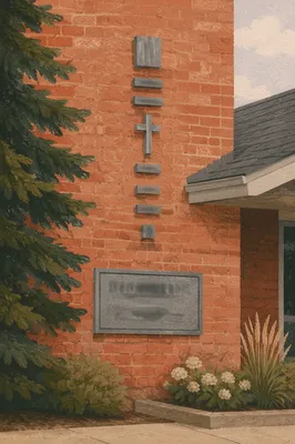 Modern Church Brick Facade With Signage