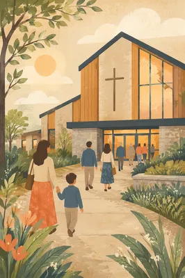 Modern Church Exterior in Morning Light