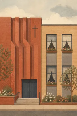 Modern Urban Church Brick Facade
