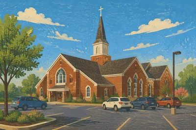 Welcoming Modern Brick Church Exterior