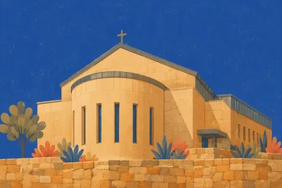 Modern Church Exterior Under Cobalt Sky