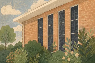 Modern Church Exterior with Tall Windows