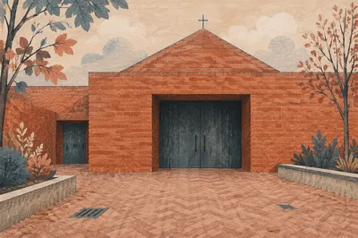 Modern Red Brick Church Exterior