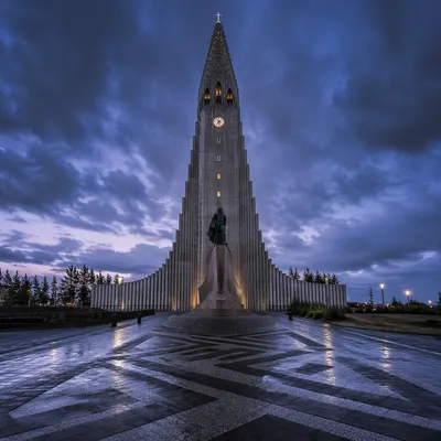 Modern Church Exterior at Blue Hour