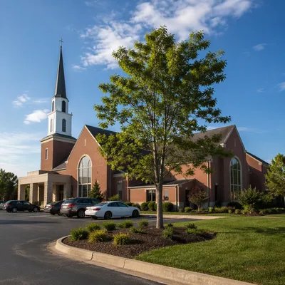 Modern Suburban Church Exterior in Summer Light