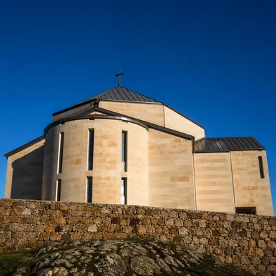 Modern Church Exterior Under Cobalt Sky