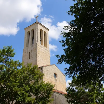 Modern Limestone Church Bell Tower Exterior