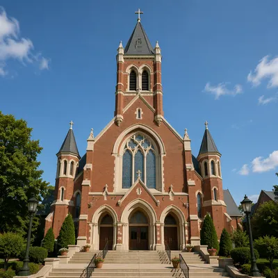 Modern Gothic Brick Church Exterior