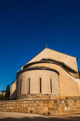Modern Church Exterior Under Cobalt Sky