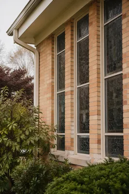 Modern Church Exterior with Brick and Glass