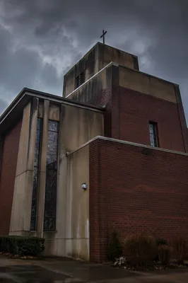 Modern Church Exterior Under Overcast Sky