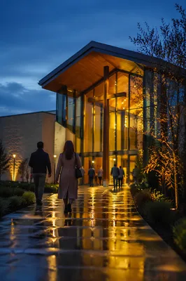 Modern Church Exterior at Blue Hour