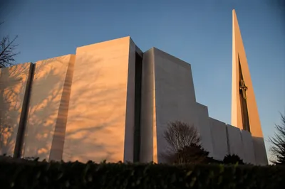 Modern Church Exterior at Golden Hour