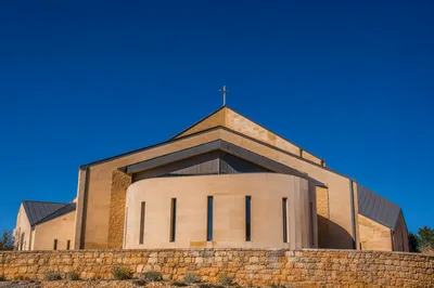 Modern Church Exterior Under Cobalt Sky