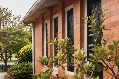 Modern Church Exterior with Terracotta Brick